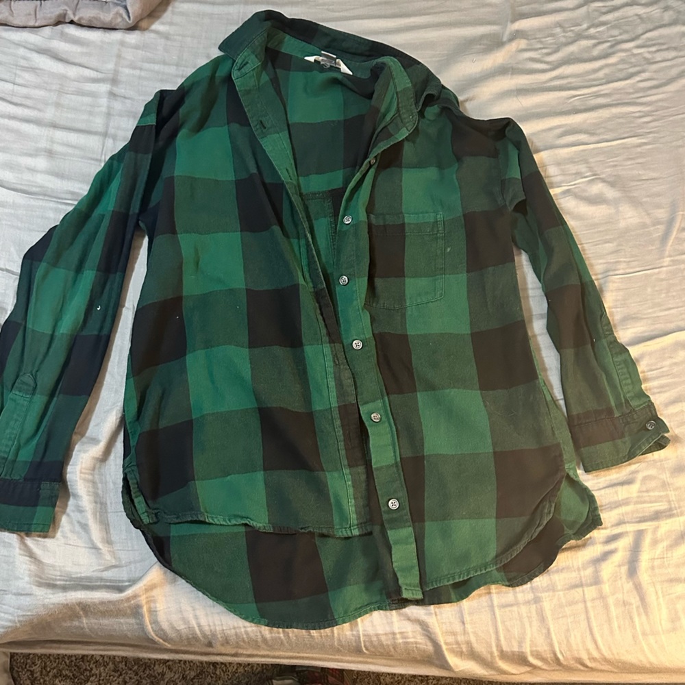 Old Navy Green Long Shirt Flannel
